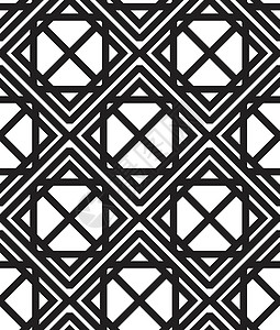 矢量几何无缝模式马赛克纺织品长方形窗饰包装风格黑色创造力正方形艺术背景图片