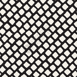 对角护栏网矢量无缝黑白手绘对角矩形图案带子中风织物编织墙纸插图菱形涂鸦格子石工插画