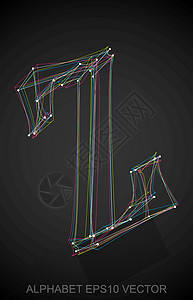 多色速写 Z 的矢量插图 手绘 3D Z英语数字字母黑色字体金属反射阴影艺术坡度背景图片