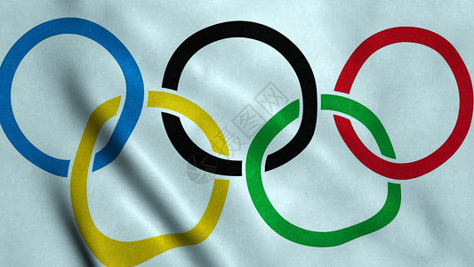 力拓挥动奥林匹克运动旗帜背景