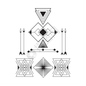 白色箭头素材组的几何抽象图形与作品装饰品三角形框架插图海报黑色商业箭头创造力插画