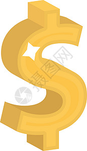 美元符号图标 平面设计 黄金图 孤立在白色背景上 矢量插图 剪贴画背景图片
