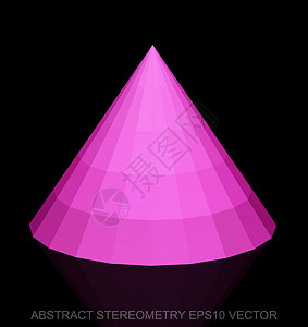 抽象立体低聚粉红锥  EPS 10矢量图等距多边形锥体黑色反射长方形测量插图几何学锥度背景图片