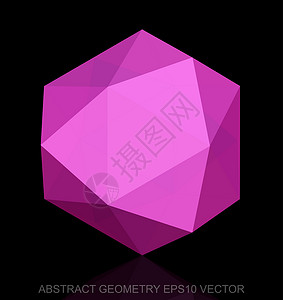 抽象立体低聚粉红色八面体  EPS 10矢量图插图数字几何学三角形测量反射粉色黑色多边形等距背景图片
