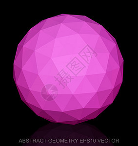 抽象立体低聚粉红色球体  EPS 10矢量图数字反射粉色多边形插图测量黑色三角形几何学等距背景图片