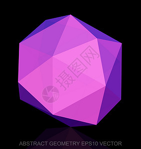 抽象立体低聚粉红色八面体  EPS 10矢量图粉色三角形测量黑色等距插图多边形反射坡度数字背景图片