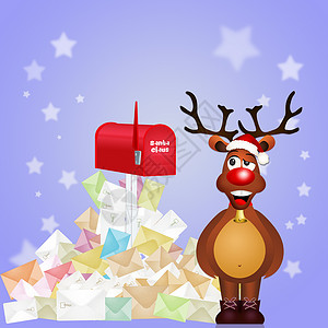 给圣诞老人的信卡通片庆典清单愿望邮政动物驯鹿哺乳动物礼物邮件背景图片