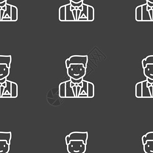 巴特勒图标标志 灰色背景上的无缝模式 韦克托男性裙子互联网工作厨房午餐婚礼服务派对职业背景图片