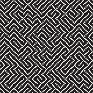 不规则的迷宫线 矢量无缝黑白图案风格织物艺术窗饰黑色纺织品装饰对角线路线平铺背景图片