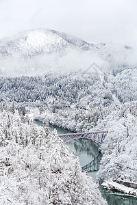 冬季风景火车景观田园风光农村白色树木冷冻冰镇铁路背景图片
