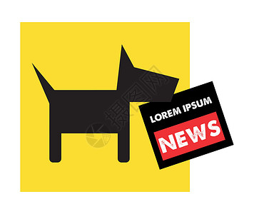 狗和报纸标志概念服务黑色公司活动创造力白色卡通片哺乳动物艺术红色背景图片