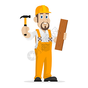 木匠测量建造者拿着锤子和木公猪设计图片