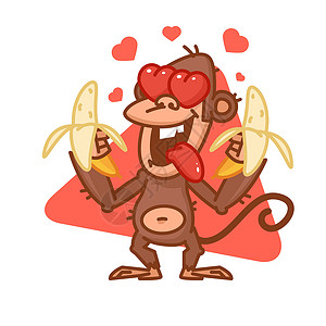 爱大香蕉素材爱上香蕉的猴子插画