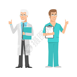 男性科学家和医生竖起大拇指背景图片