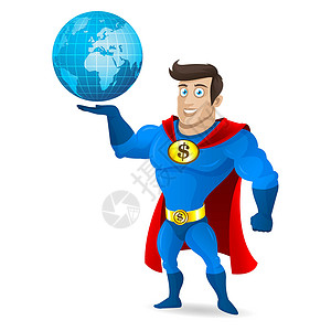 地球英雄素材超级英雄拥有着行星的地球插画
