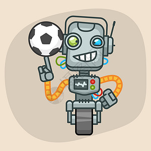 足球机器人机器人拥有足球球插画
