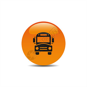 橙色按钮上的巴士学校图标背景图片