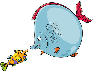 鱼类聊天卡通插图背景图片