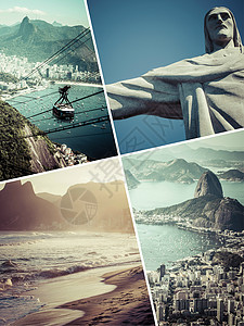 里约热内卢巴西图像拼合旅行背景m观光天堂海滩回忆城市框架地标剪辑游戏收藏背景图片