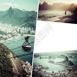 里约热内卢巴西图像拼合旅行背景m基督明信片游戏海滩地标回忆收藏天堂城市框架背景图片
