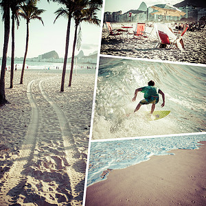 里约热内卢巴西图像拼合旅行背景m旅游假期海滩国家游戏相片明信片回忆观光拉丁背景图片
