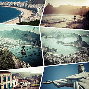 里约热内卢巴西图像拼合旅行背景m海滩城市国家框架回忆救世主游戏明信片假期观光背景图片