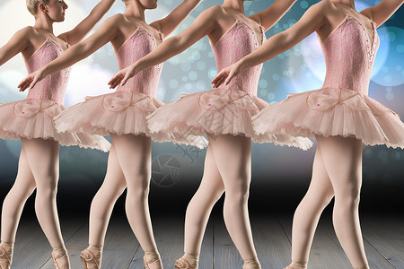 芭蕾舞者的复合形象正在跳舞背景图片