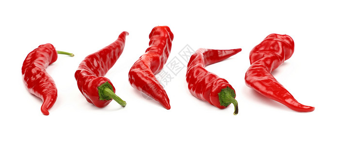 红辣辣辣辣椒 特写隔离在白色上红色香料食物烹饪蔬菜团体背景图片