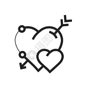 白色箭头素材心脏 ico 上的矢量箭头插画