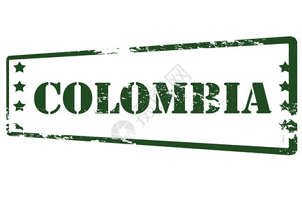 哥伦比亚邮票矩形星星橡皮绿色墨水背景图片