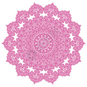 蕾丝雪花装饰孤立的粉红色圆圈装饰插画