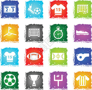 足球简单的图标足球鞋足球场玩家杯子比分旗帜分数裁判场地背景图片