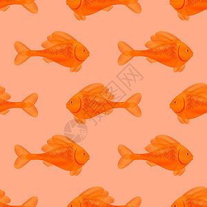 无缝橙色鱼纹背景图片