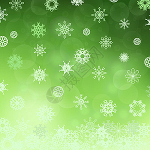 圣诞花纹冬季雪花绿色花纹插画