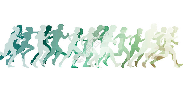 一群人奔跑白色训练竞赛跑步运动背景图片