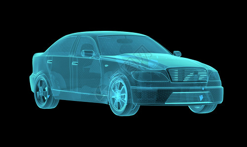 汽车全息图线框图艺术线条运动金属显示器3d渲染毛刺公司背景图片