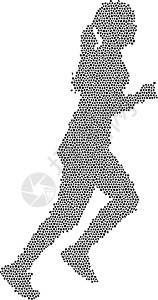 公路上的运动员黑色剪影跑步者在白色背景上冲刺女性竞技游戏跑步肾上腺素插图运动员女孩训练身体运动插画