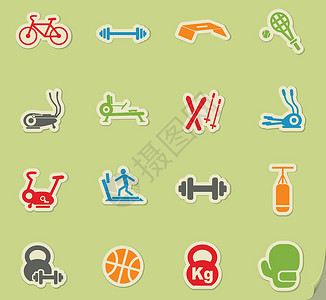 运动器材图标 se篮球运动员网球贴纸自行车健身机手套权重背景图片