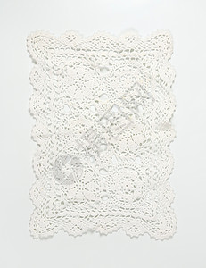 白色编织地垫子台垫桌巾高架风格长方形餐垫手工装饰织物工艺背景图片