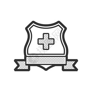 盾牌标签设计上的救护车符号背景图片