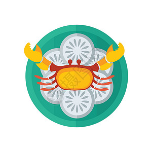 螃蟹菜黄蟹和沙拉 vecto插画