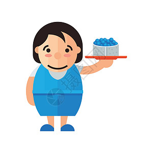 日本服务员服务员为日本传统寿司服务插画