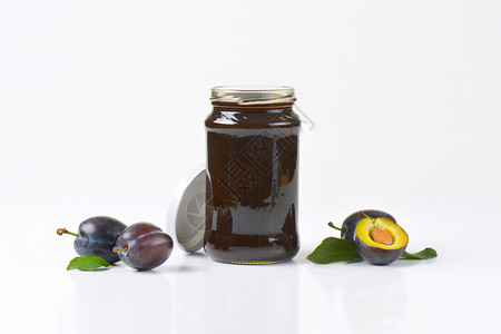 罐梅子果酱权力食物玻璃李子水果高清图片
