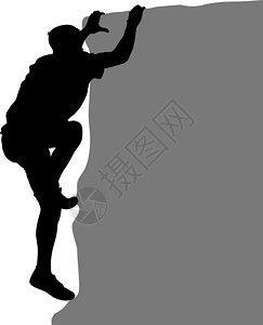 高绳索路线白色背景上的黑色剪影攀岩者冒险活动挑战插图危险顶峰救援石头绳索风险插画