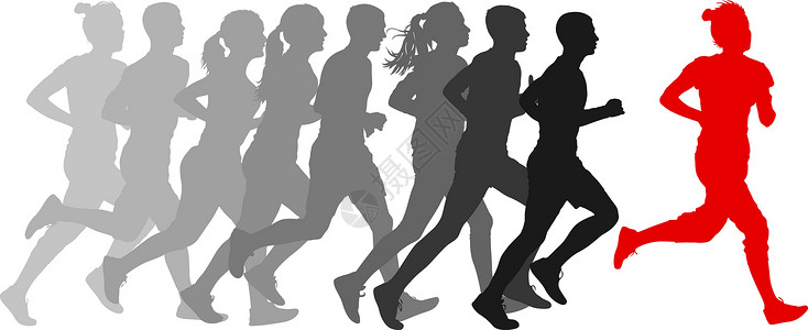 套剪影 短跑运动员和女子运动员竞技身体成人女士运动跑步肾上腺素男性行动速度背景图片