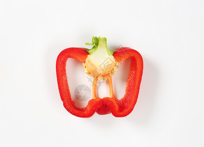 红色甜椒红胡椒片片高架种子红色胡椒横截面食物蔬菜背景
