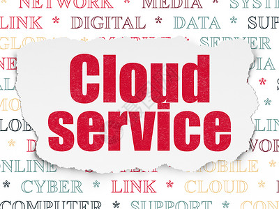 云服务背景Cloud 网络化概念 关于撕纸的云服务全球报纸计算解决方案软件界面白色机动性网站绘画背景