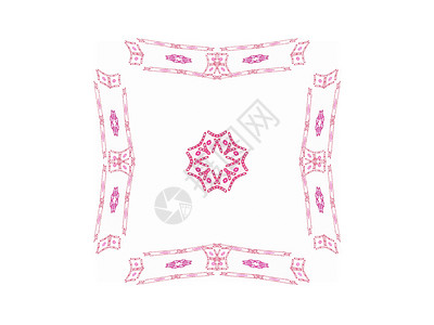 带有粉红色花卉图案的抽象分形渲染正方形白色装饰品背景图片