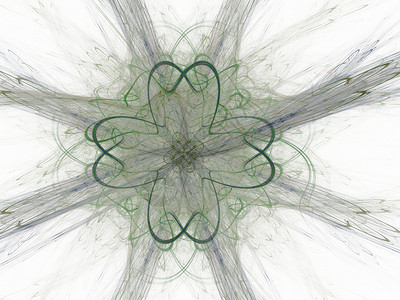 分形图案带有绿色花卉图案的抽象分形白色渲染灰色背景