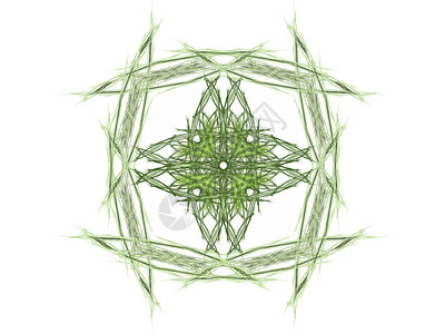 带有绿色花卉图案的抽象分形白色渲染样本单元插图背景图片
